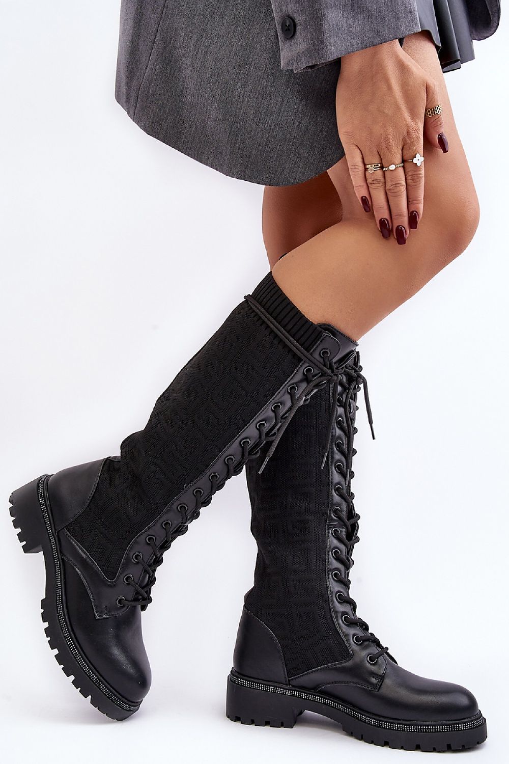 Step in style Eco leather and textile Thigh-Hight Boots black