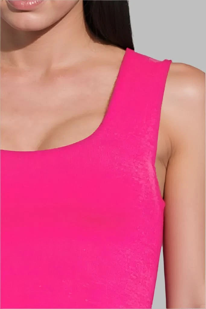 Zenana Double Layered Cropped Tank Top HOT PINK