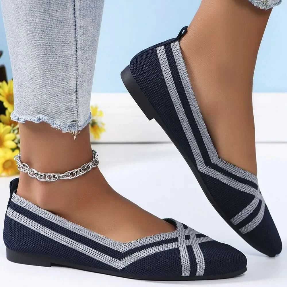 Point Toe Flats Slip-Ons Dark Blue