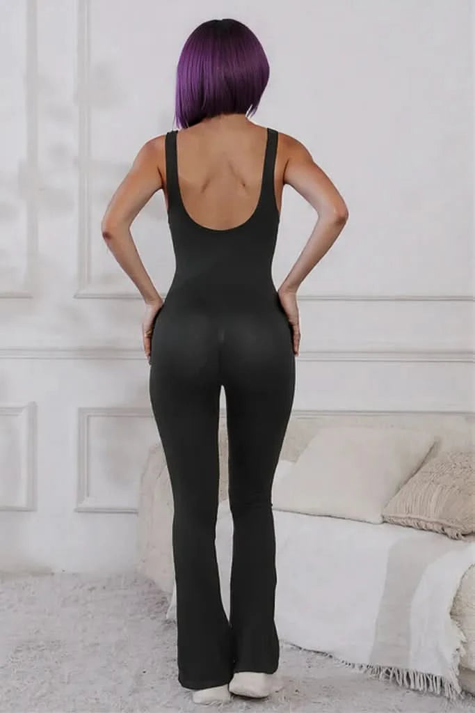 Scoop Neck Wide Strap Active Jumpsuit