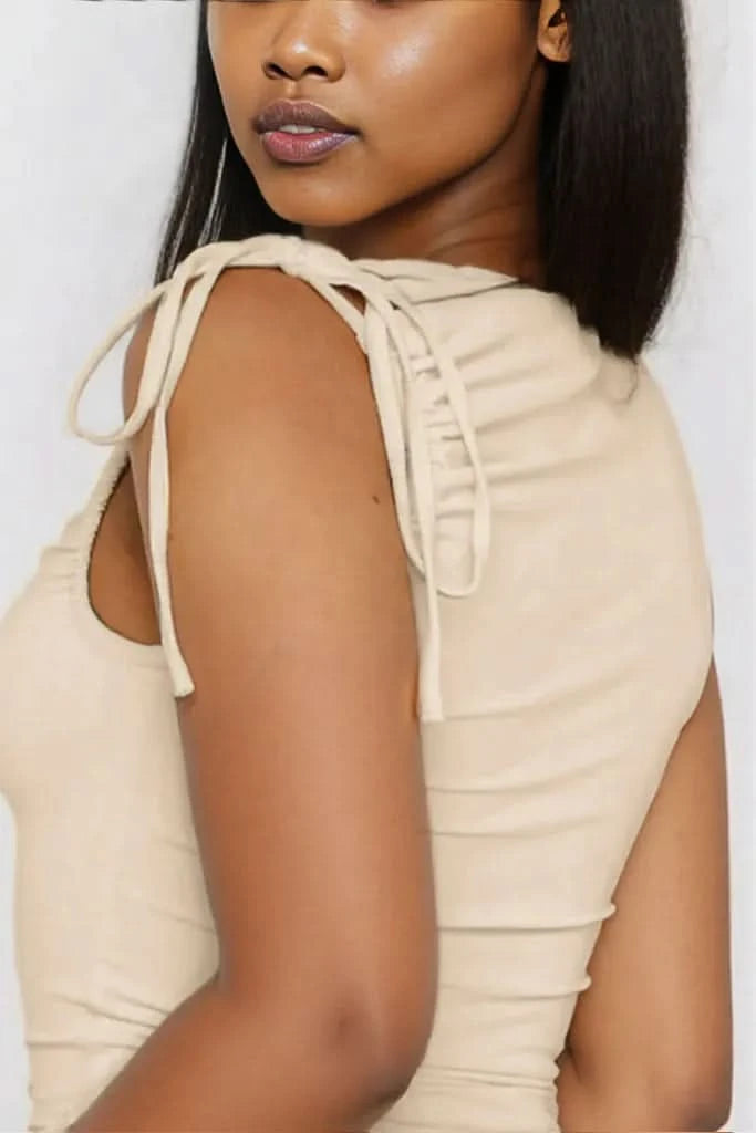 Ruched Tied Solid Color Tank