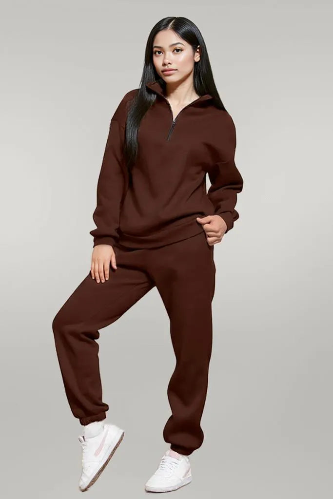 Half Zip Long Sleeve Sweatshirt and Pants Set
