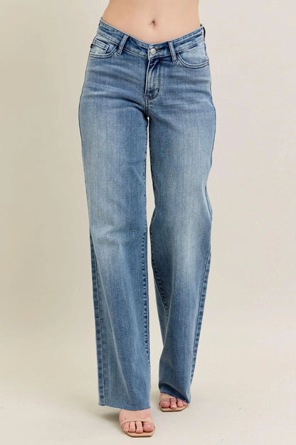 Judy Blue Full Size V - Front Baggy Jeans MD