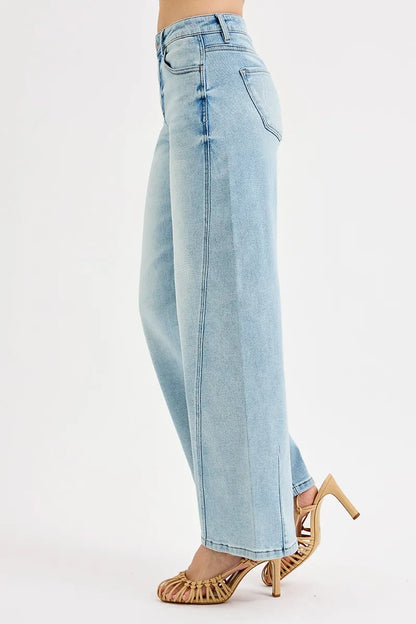 RISEN Full Size Mid Rise Fit Barrel Jeans LIGHT