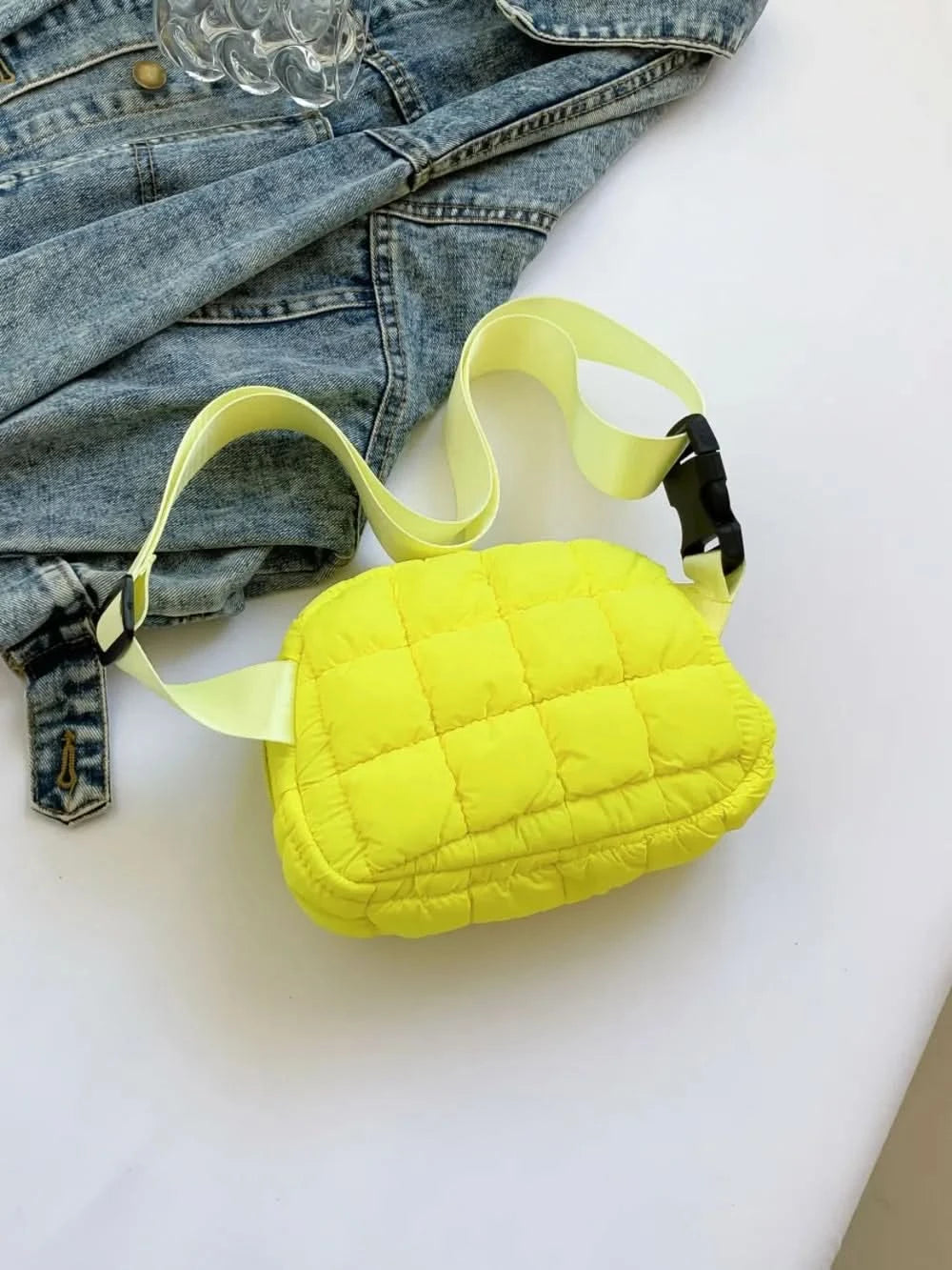 Bubble Texture Adjustable Strap Crossbody Bag