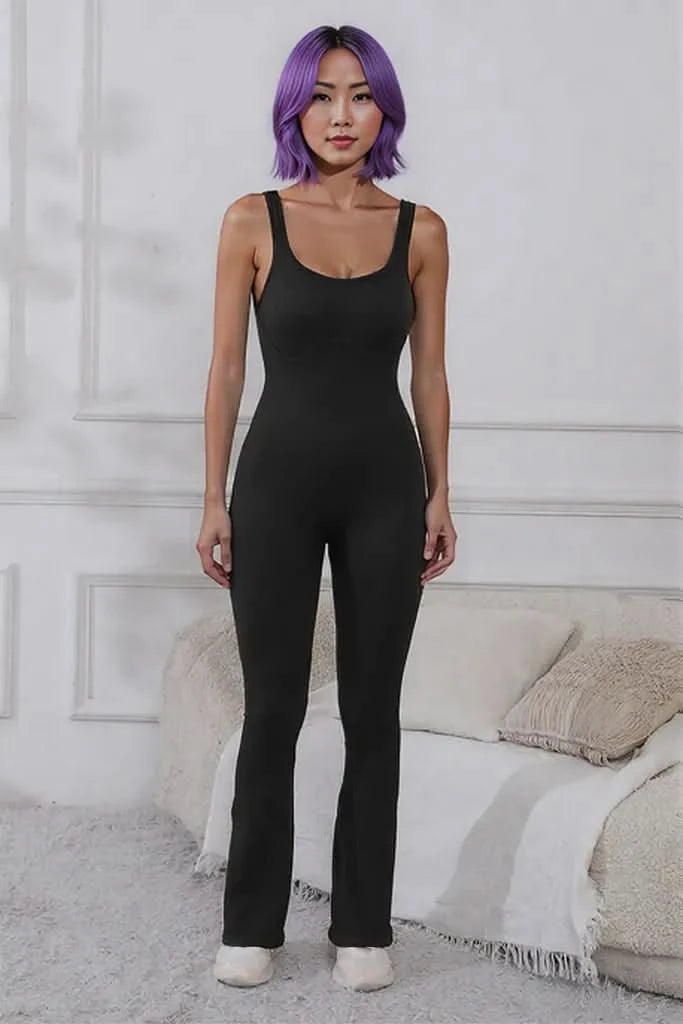 Scoop Neck Wide Strap Active Jumpsuit