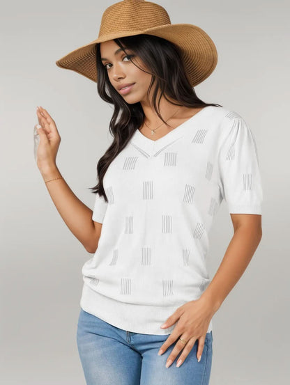 V-Neck Half Sleeve Knit Top