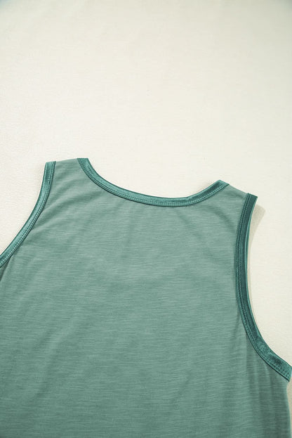 Tan Metallic Sheen Edge Scoop Neck Tank Top