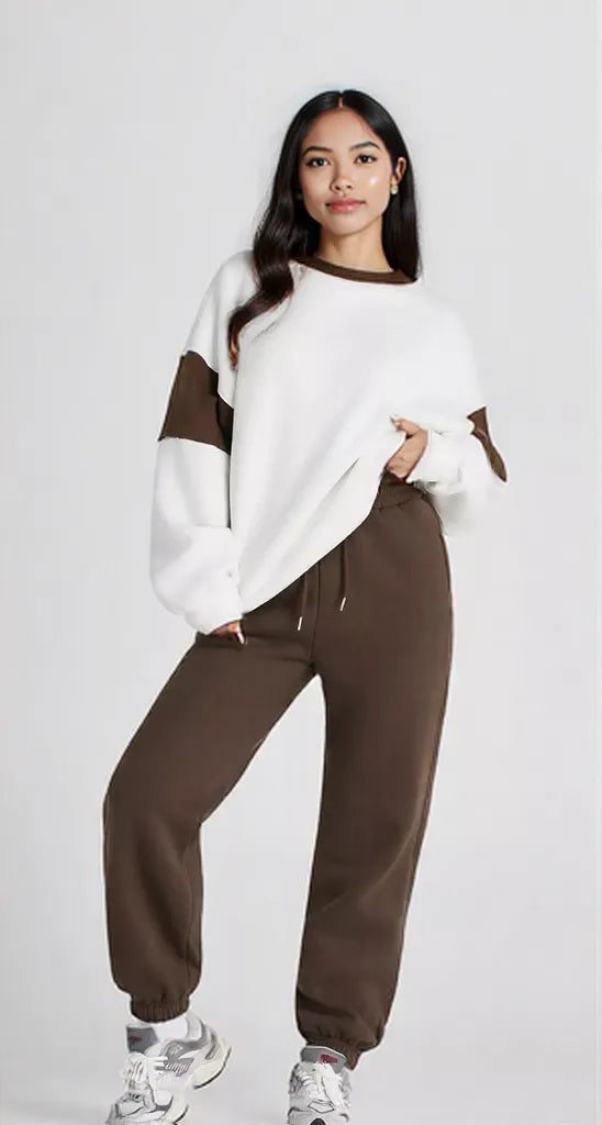 Drop Shoulder Loose Sweatshirt and Joggers Active Set