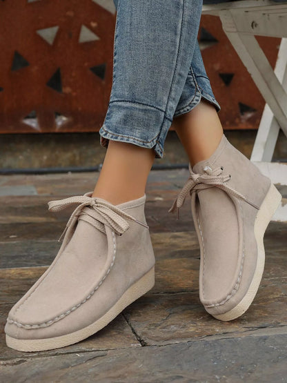 Lace Up Wedge Ankle Boots