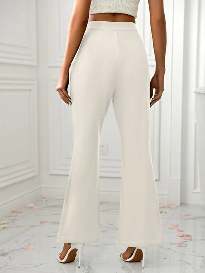 Slit Flare Pants with Pockets Ivory