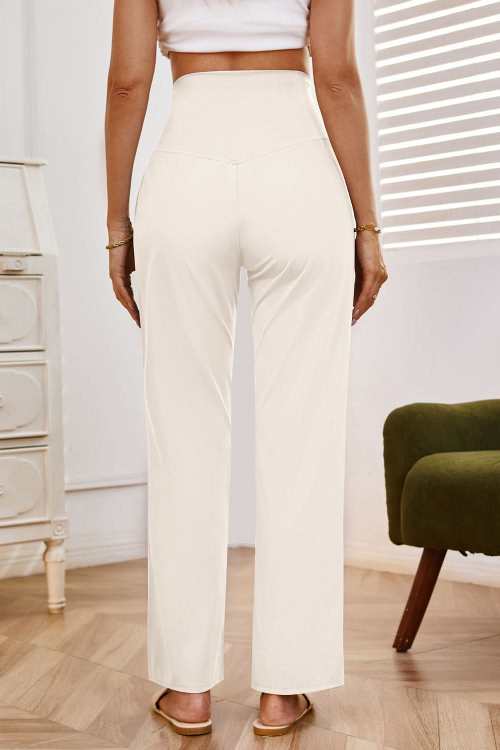 High Waist Wide Leg Pants with Pockets
