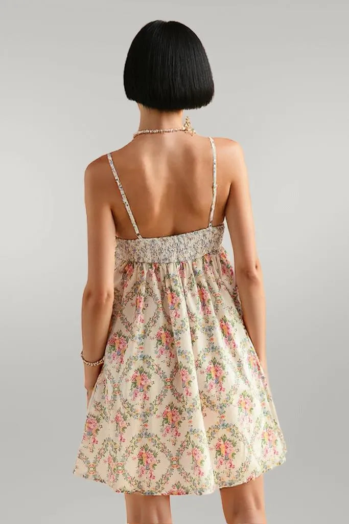 SO ME Mixed Floral Print Sleeveless Mini Dress