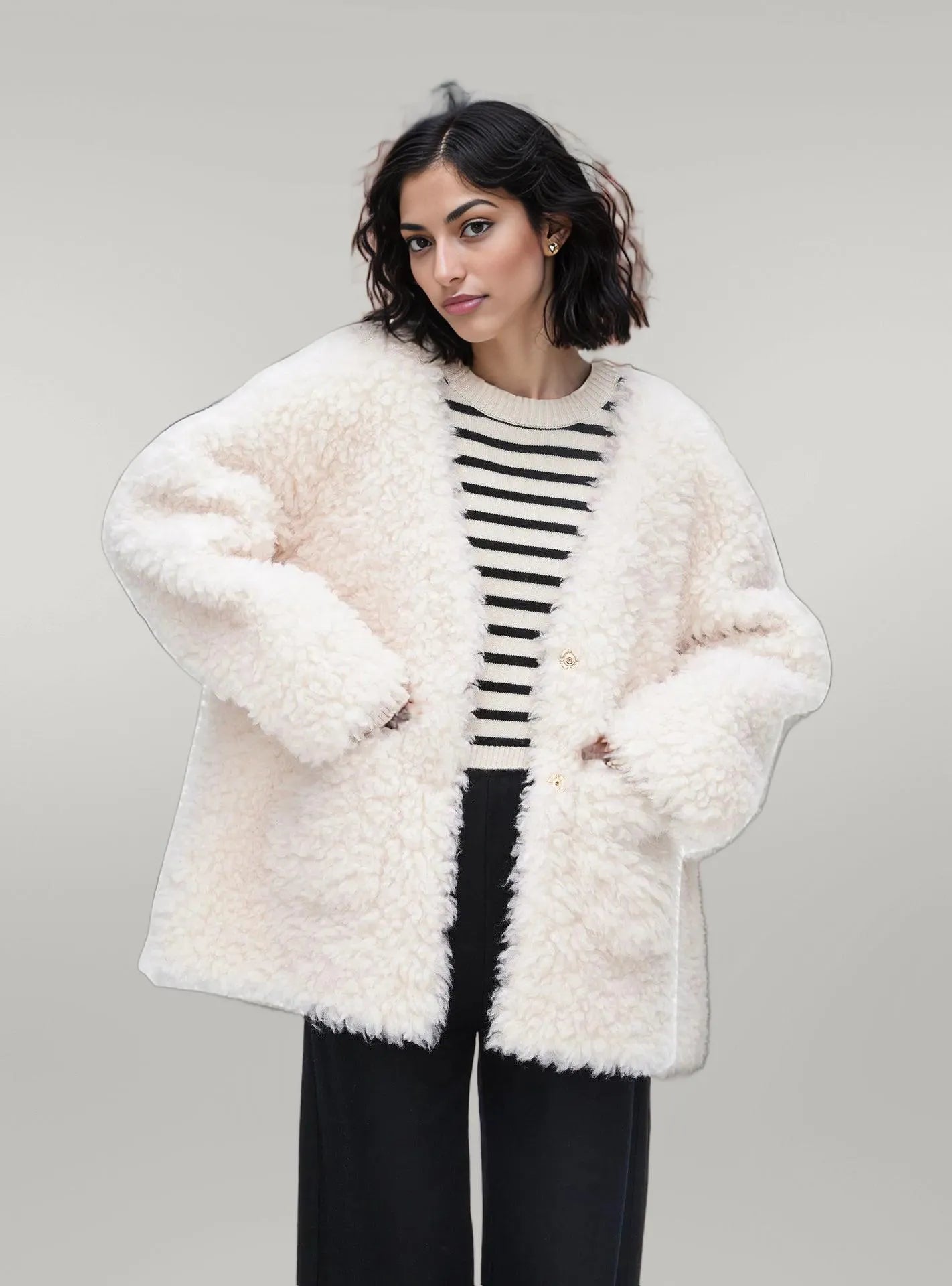 Fleece Button Up Long Sleeve Outerwear