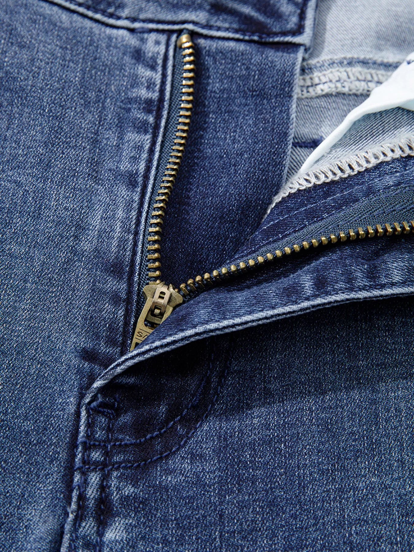 High Waist Button Zip Flare Leg Jeans Navy
