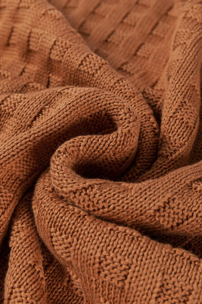 Textured Pattern Round Neck Sweater Vest Caramel