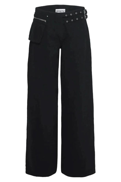 Wide Leg Jeans with Pockets Black
