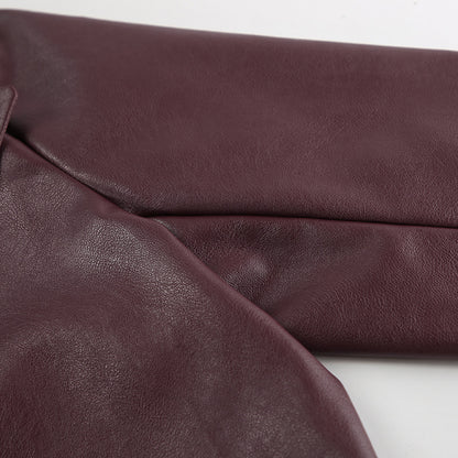 90s Retro Vegan Leather Jacket Burgundy