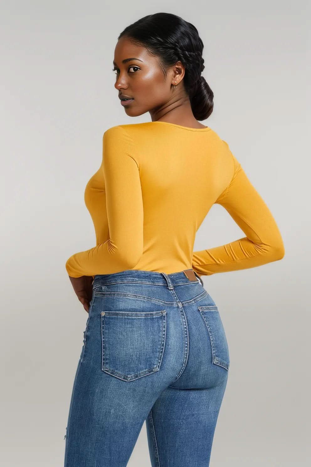 Half Zip Scoop Neck Long Sleeve Bodysuit
