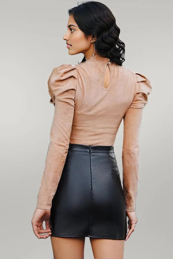 Mock Neck Puff Sleeve Bodysuit