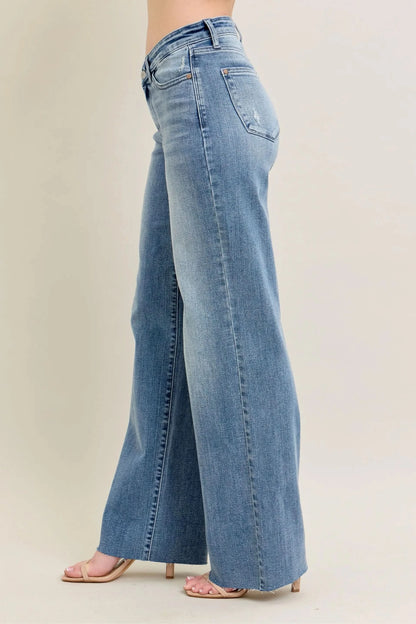 Judy Blue Full Size V - Front Baggy Jeans MD