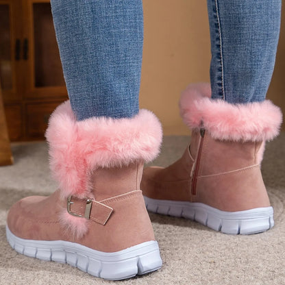 Round Toe Platform Buckle Boots