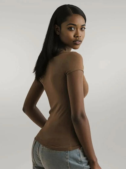 Surplice Short Sleeve T-Shirt Tan