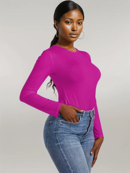 Round Neck Long Sleeve Bodysuit