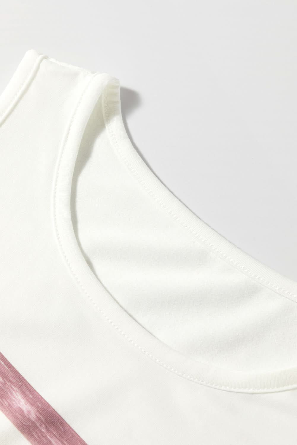 Red Stripe Rainbow Round Neck Tank Top