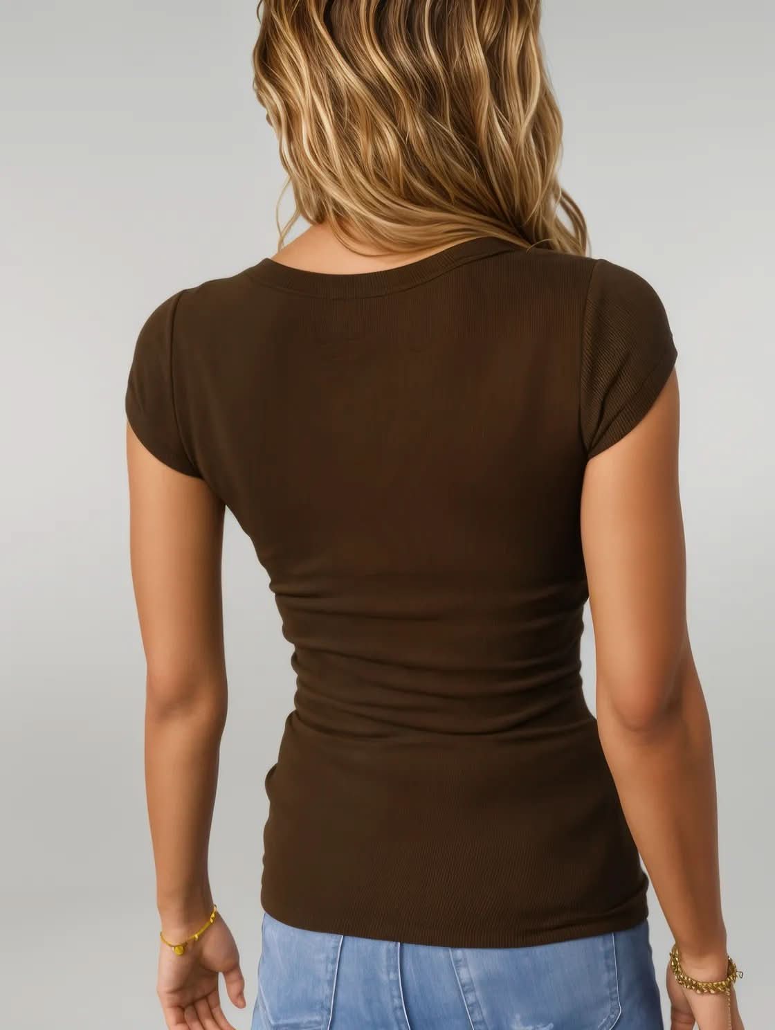 Scoop Neck Cap Sleeve T-Shirt