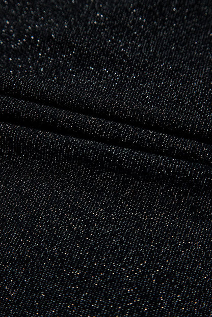 Black Bow Decor Glittery Short Sleeve Top Black 71.5%Polyamide+23.9%Metallized fibres+4.6%Elastane
