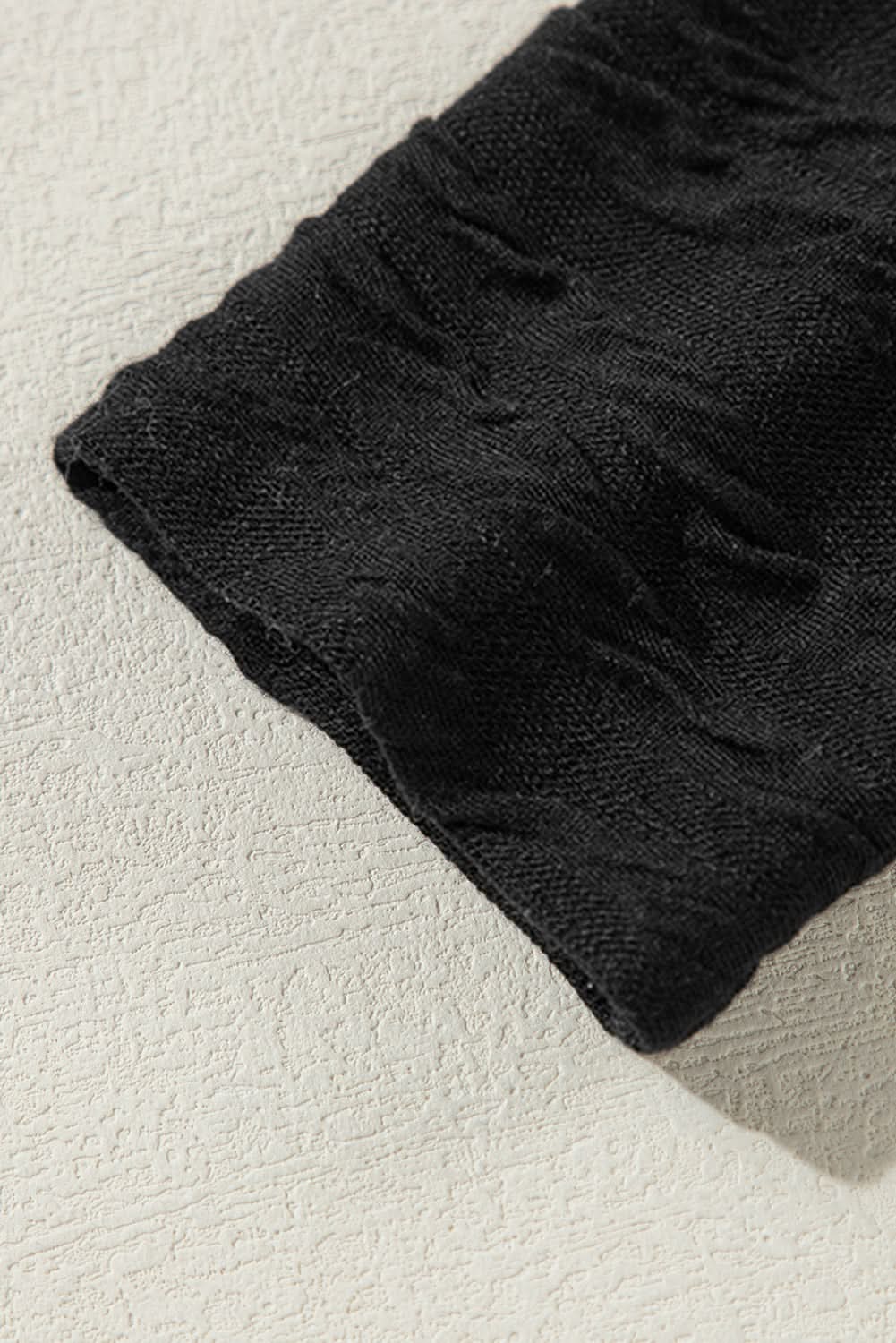 Black Solid Wavy Textured Slim Fit Long Sleeve Shirt