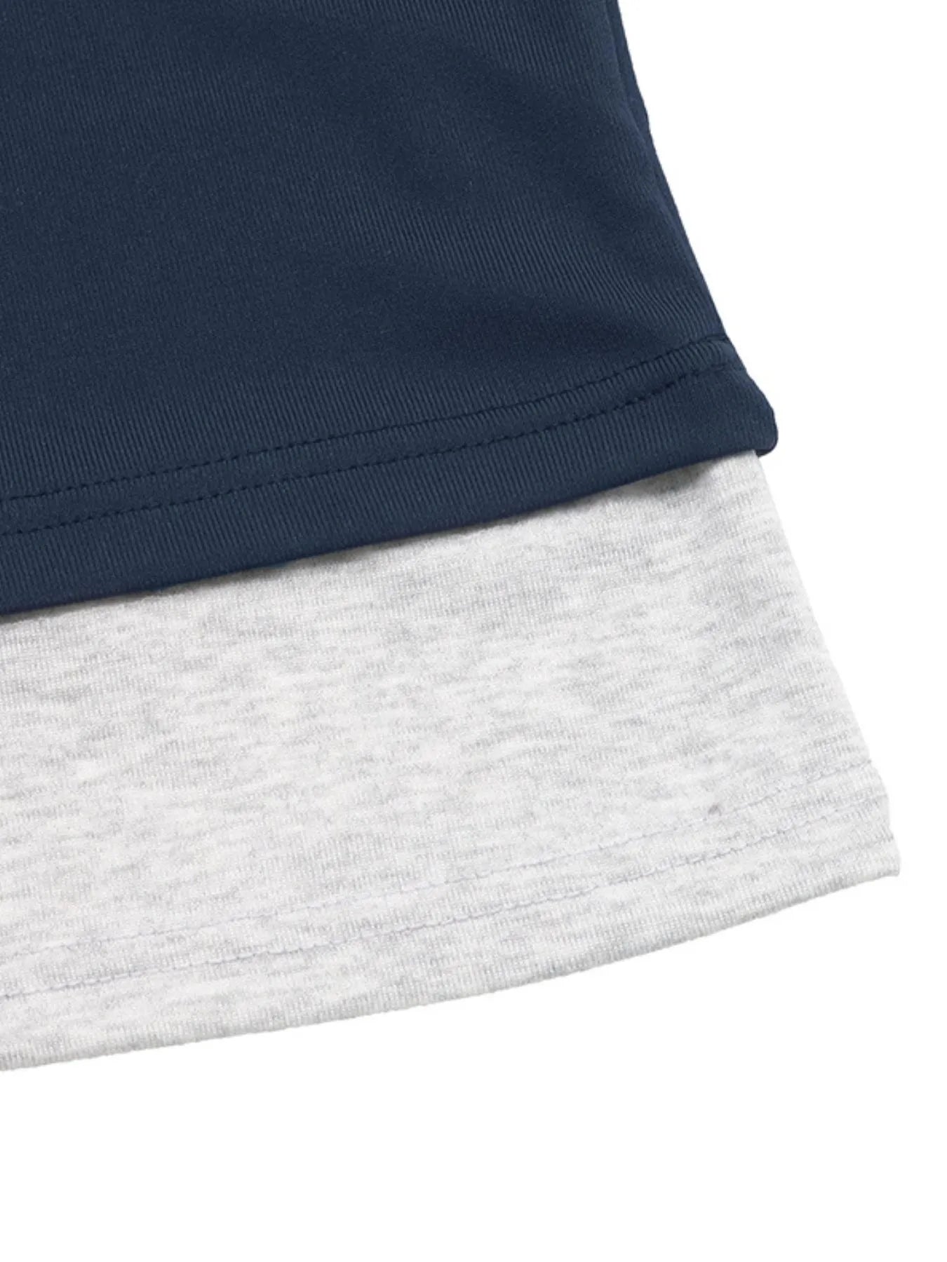 Long Sleeve Button Front Fitted T-Shirt Dark Blue