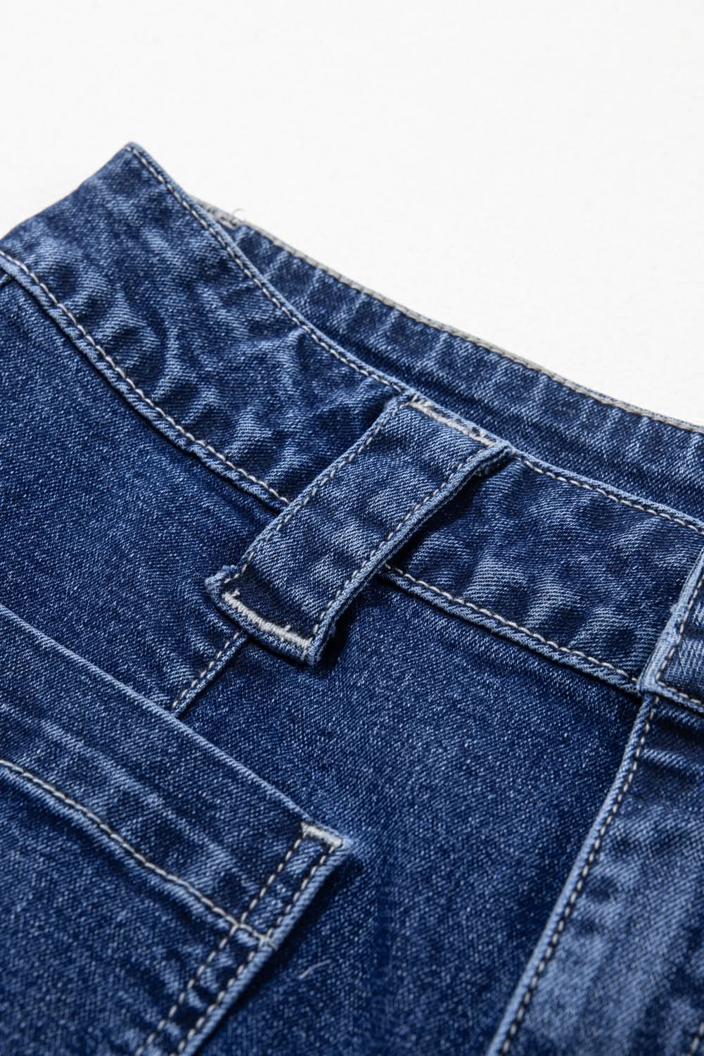 Sail Blue Wide Leg Pocketed High Waist Jeans Sail Blue 71%Cotton+27.5%Polyester+1.5%Elastane