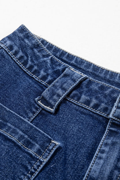 Sail Blue Wide Leg Pocketed High Waist Jeans Sail Blue 71%Cotton+27.5%Polyester+1.5%Elastane