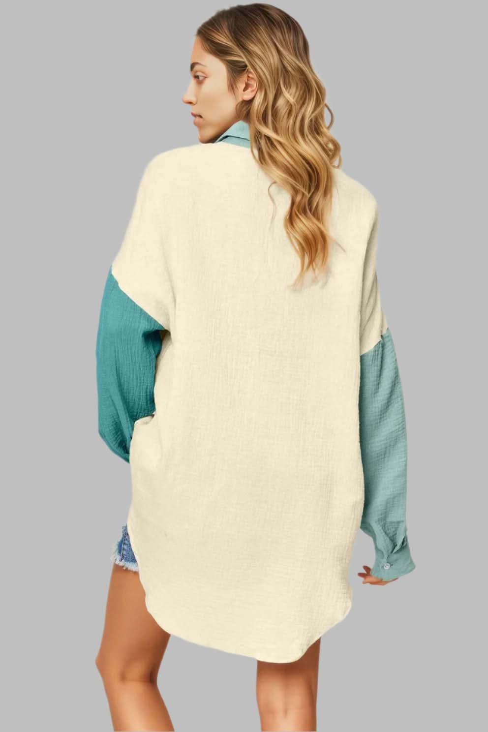 Double Take Full Size Pocketed Texture Button Up Shirt