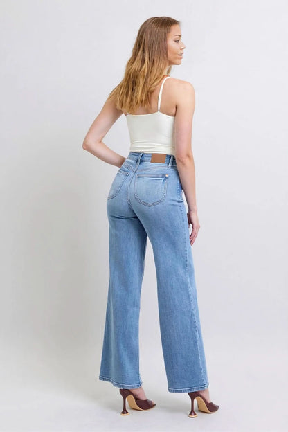 Judy Blue Full Size Wide Leg Jeans with Pockets Medium