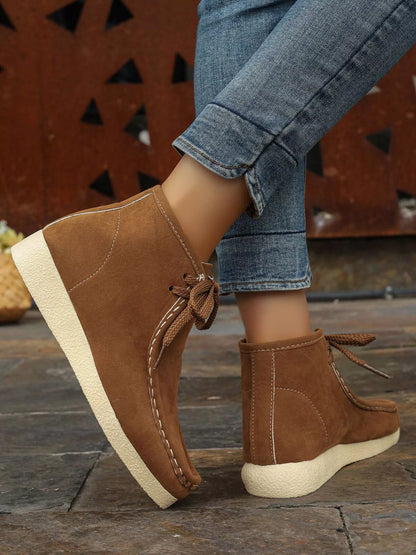 Lace Up Wedge Ankle Boots