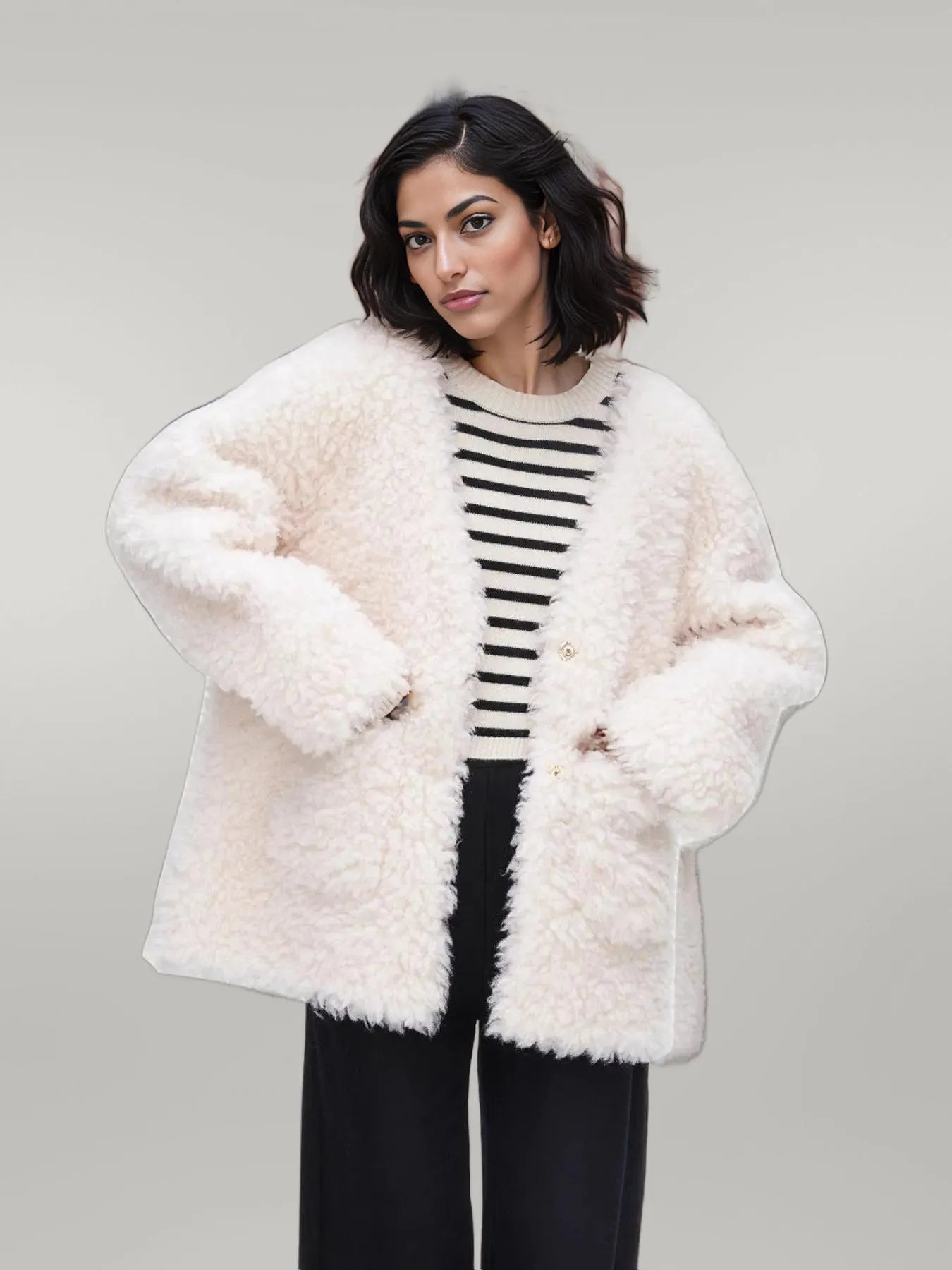 Fleece Button Up Long Sleeve Outerwear