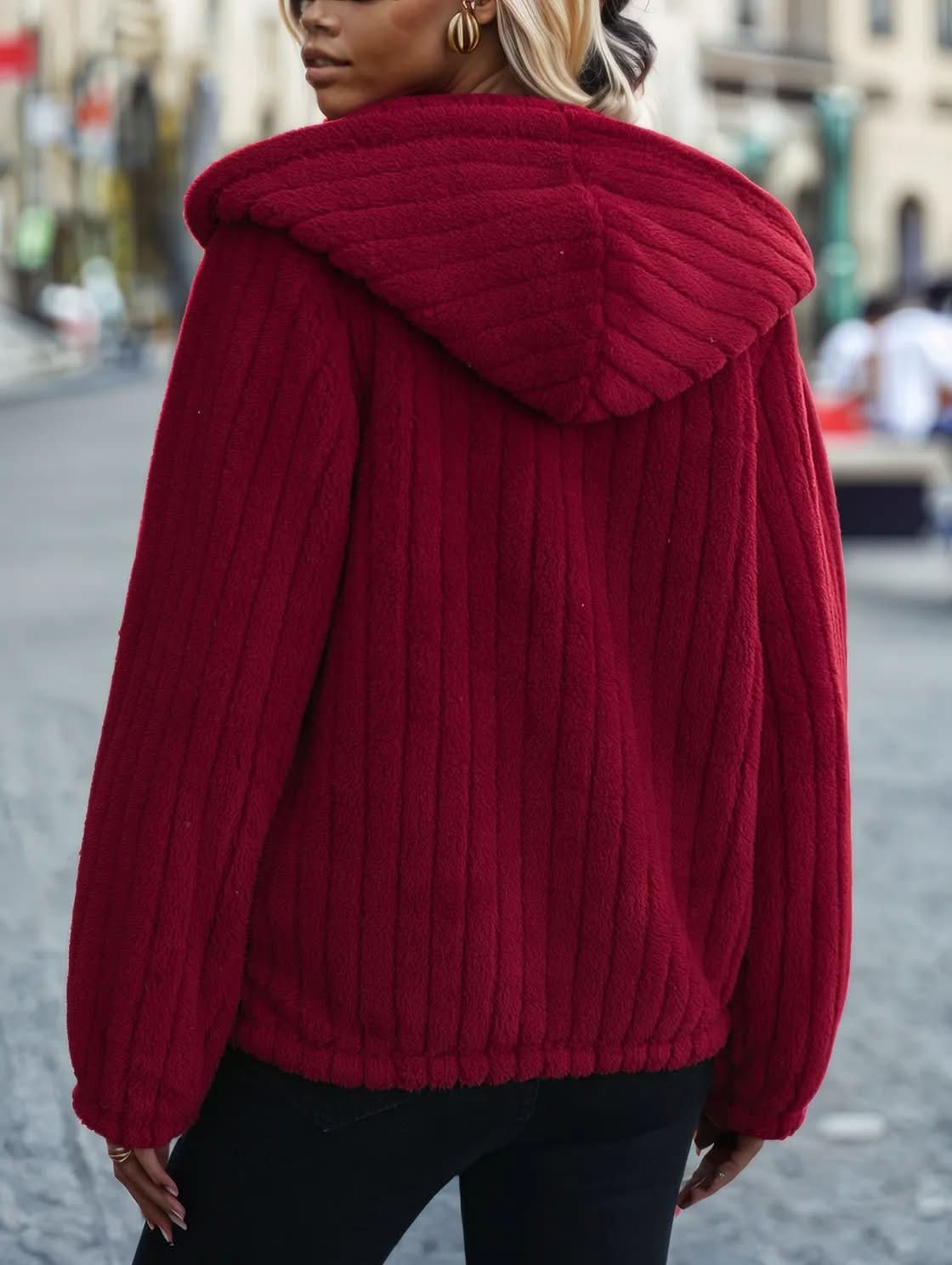 Zip-Up Hooded Jacket with Pockets
