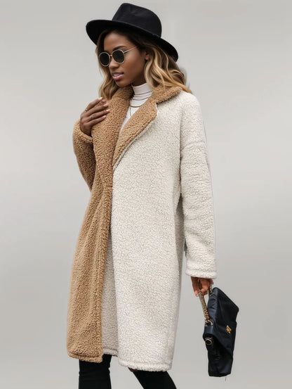 Contrast Dropped Shoulder Sherpa Coat