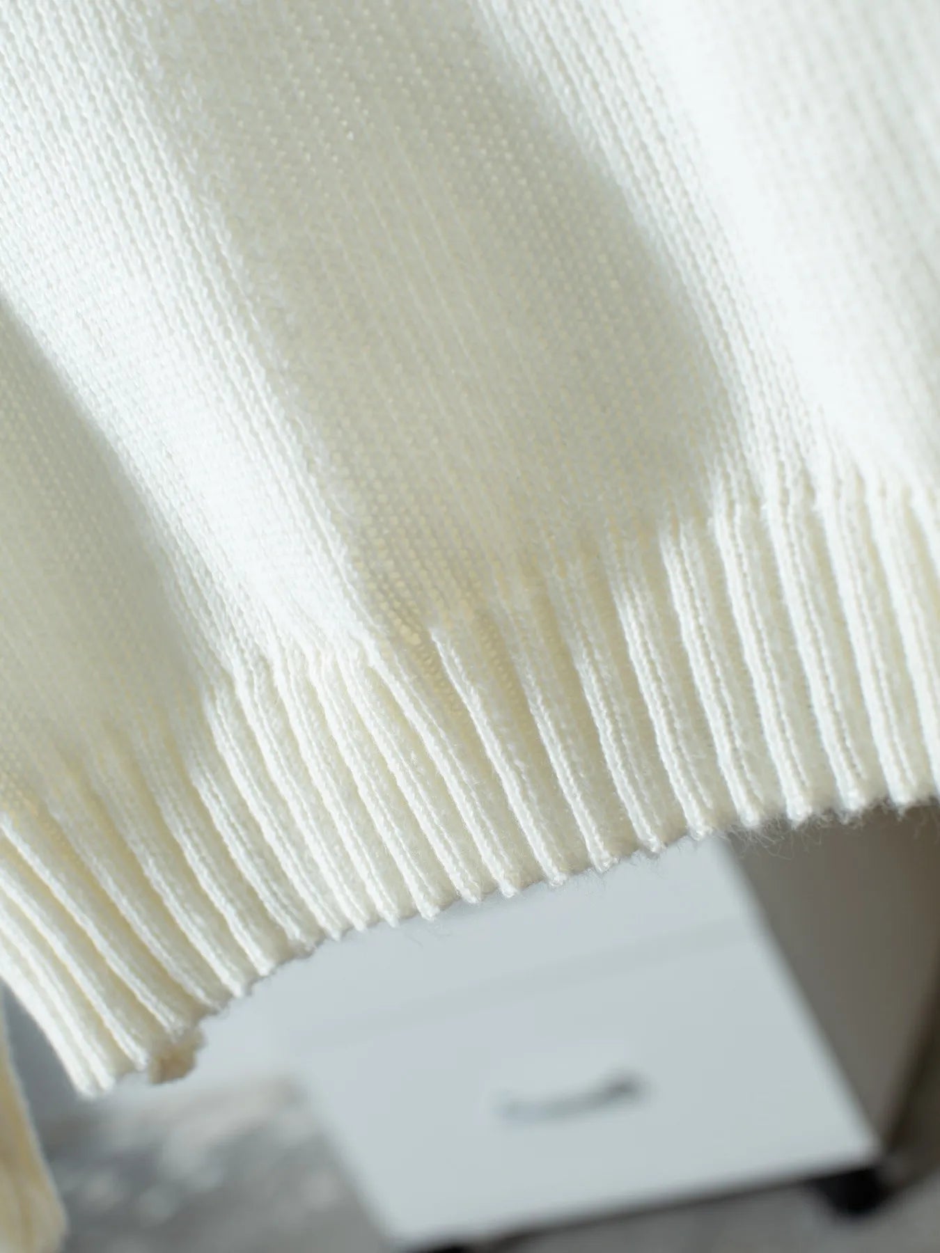 Ribbed Knit Boat Neck Sweater White