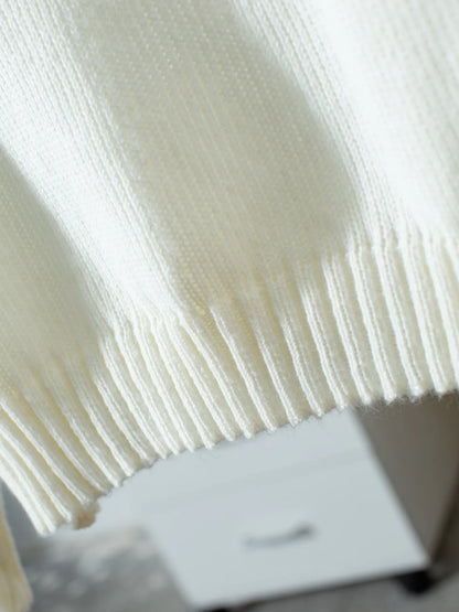 Ribbed Knit Boat Neck Sweater White