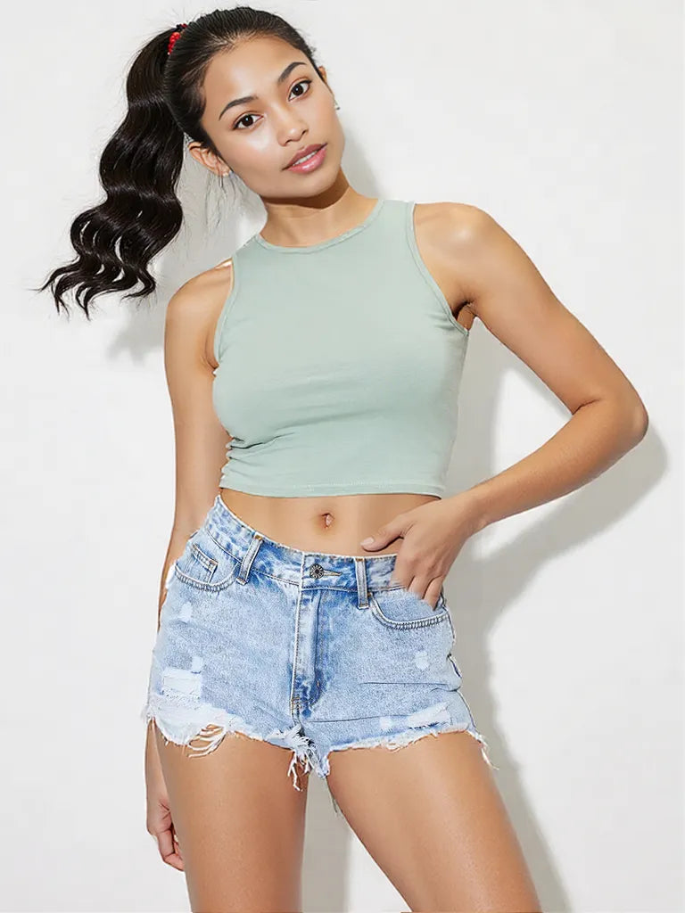 Round Neck Cropped Tank