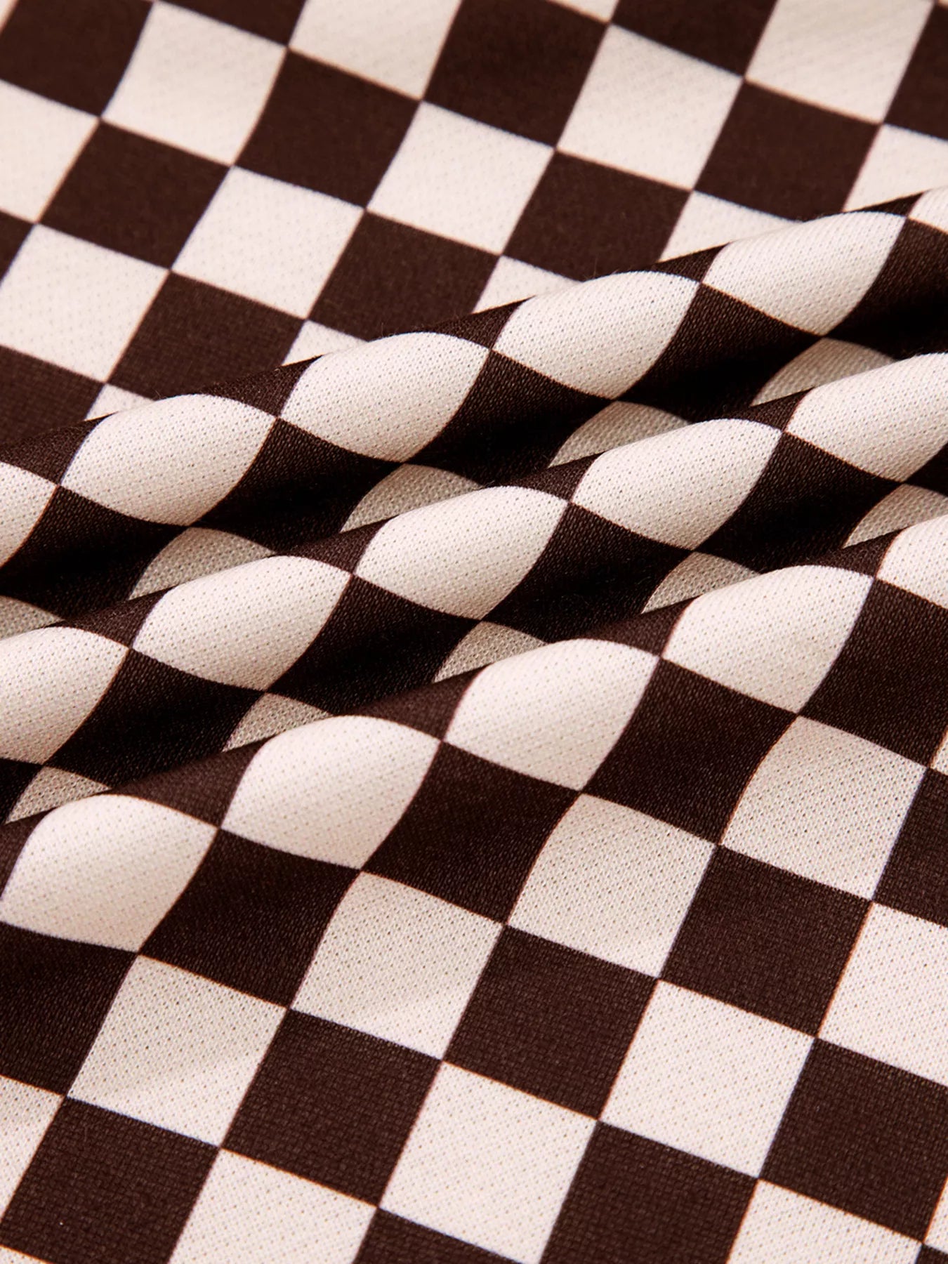 Checkered Drawstring Hoodie and Pants Set Plaid