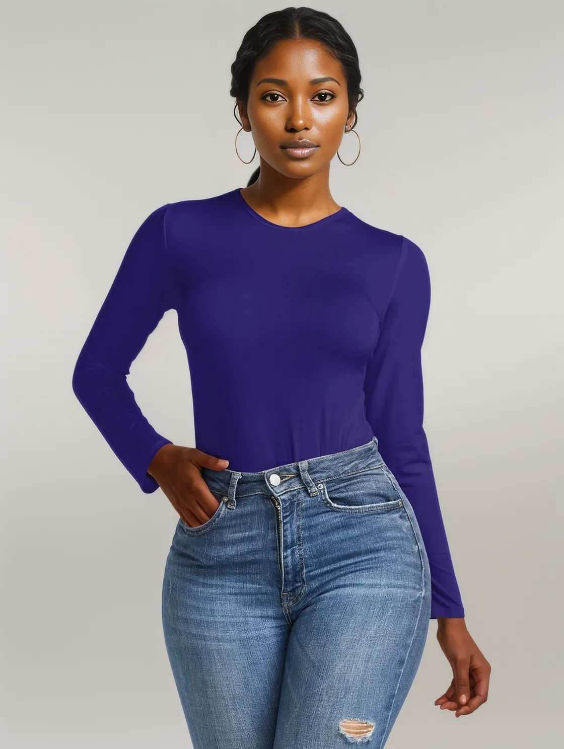 Round Neck Long Sleeve Bodysuit