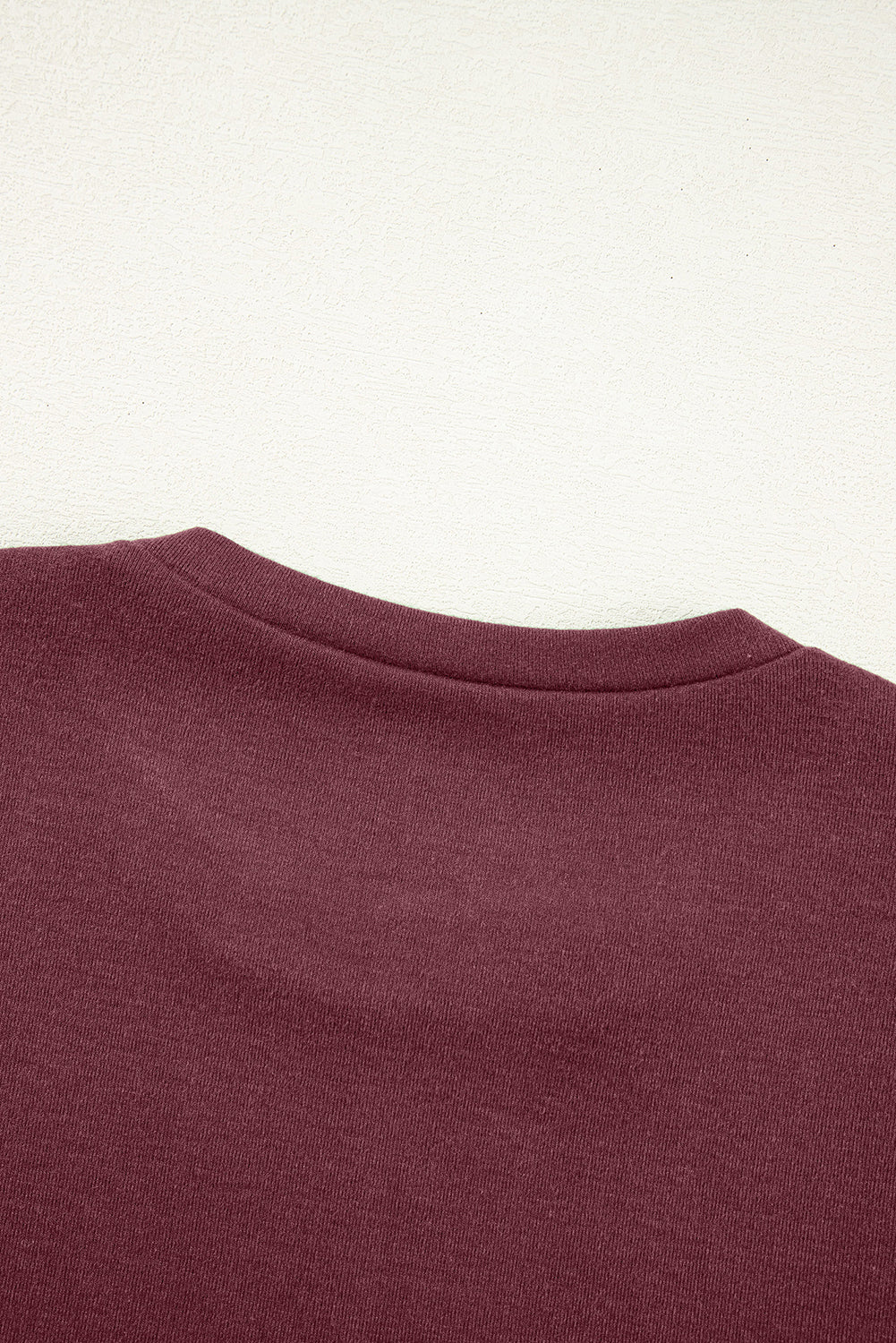 Black Solid Exposed Seam Crew Neck Long Sleeve Top