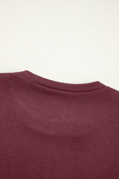Black Solid Exposed Seam Crew Neck Long Sleeve Top