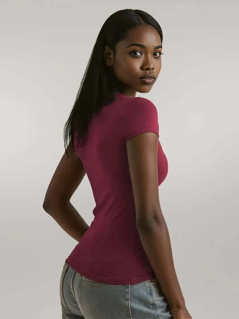 Surplice Short Sleeve T-Shirt Deep Purple
