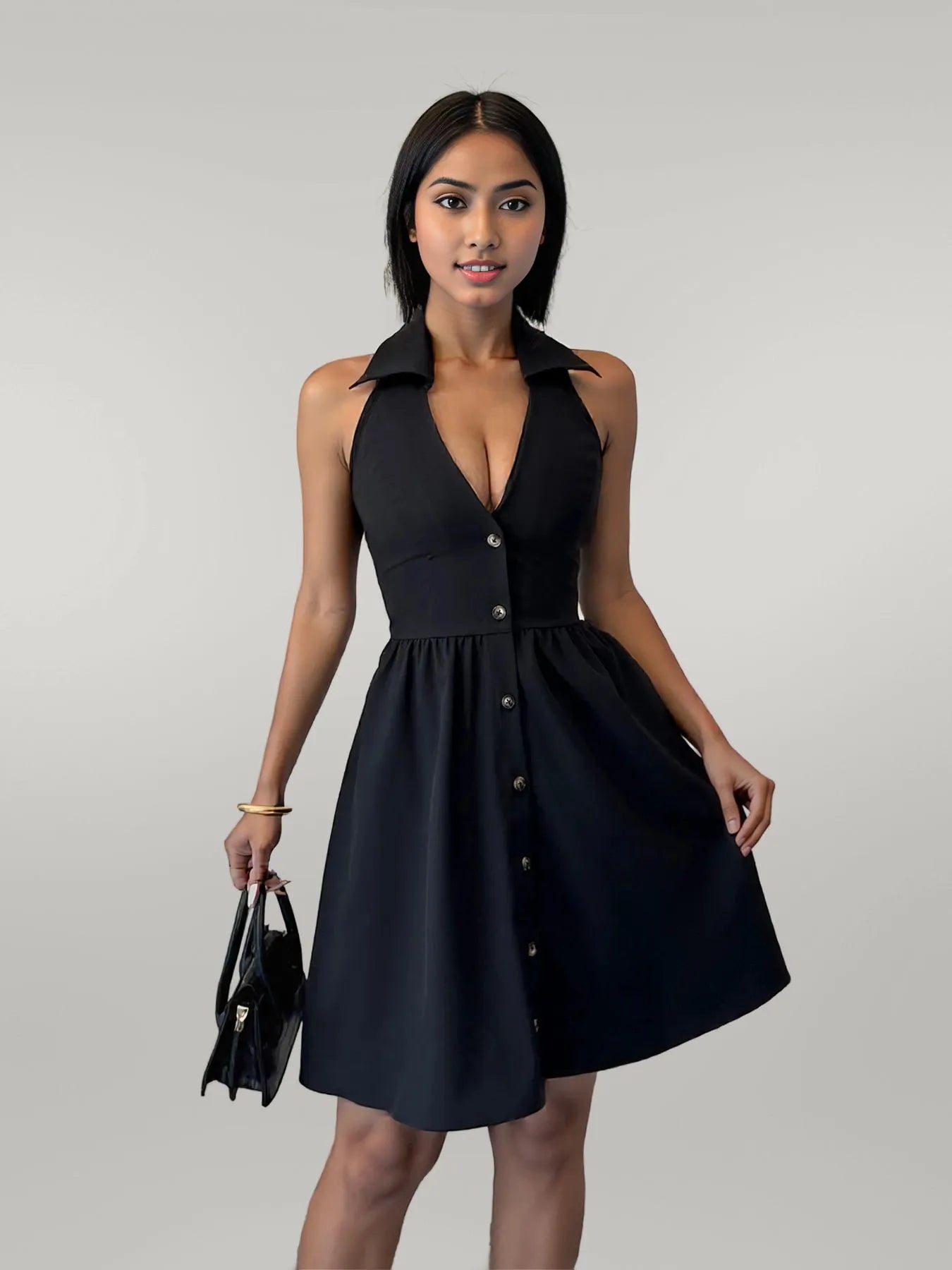 Halter Neck Sleeveless Mini Dress
